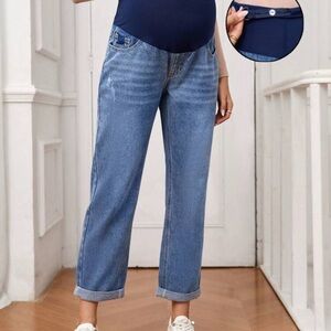 SHEIN Blue Boyfriend Jeans Relaxed Fit Casual